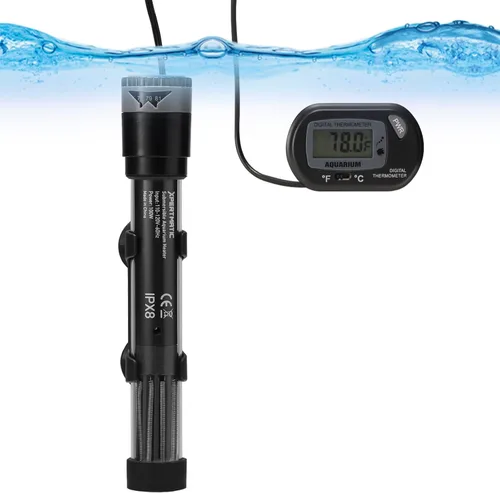 SainSmart XpertMatic - Calentador de acuario sumergible, calentador de pecera de 100 W, termostato ajustable con ventosa, para agua salada marina y