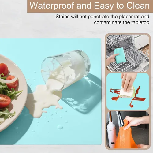 Miniatura 3 de Manteles individuales para niños, manteles individuales de silicona para mesa de comedor, cocina, tapete de comedor impermeable para niños pequeños