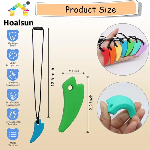 Miniatura 4 de Paquete de 7 collares masticables sensoriales para niños, collar masticable, juguetes sensoriales para niños con autismo, TDAH, SPD, juguetes