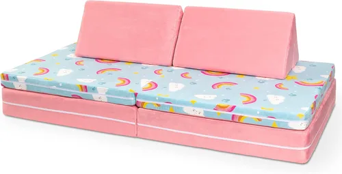 Jaxx Playscape - Imaginativo juego de muebles modulares/sofá - Patrones divertidos para niños (arco iris/rosa)
