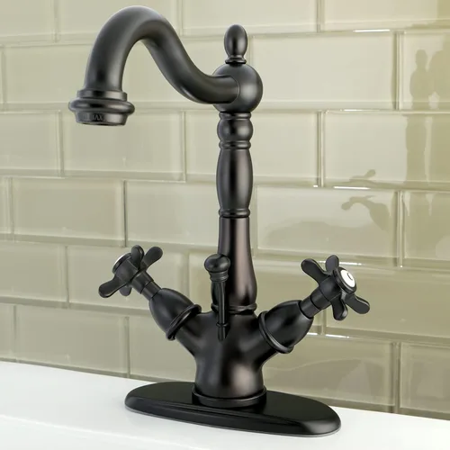 Miniatura 2 de Kingston Brass KS1435BEX Essex Grifo de baño de dos manijas con placa emergente y cubierta de latón, bronce aceitado