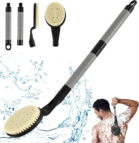 Depurador de espalda antideslizante para ducha, cepillo de baño desmontable de 21.7 pulgadas para ducha, exfoliante de espalda, exfoliación y salud