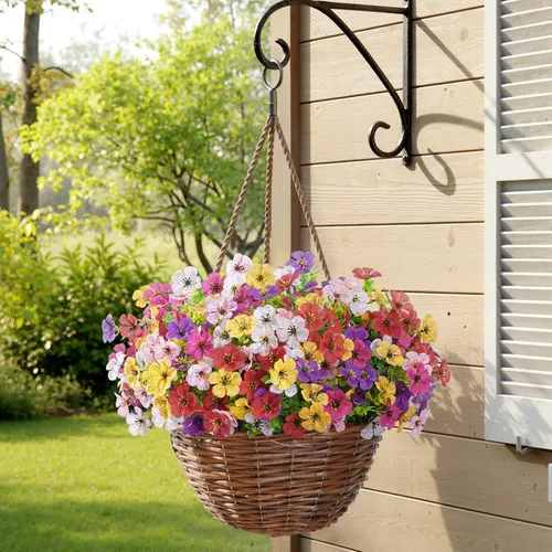 Miniatura 5 de Lifewit Flores artificiales para interiores y exteriores, 12 paquetes de flores falsas de plástico con hojas de eucalipto para decoración del jardín