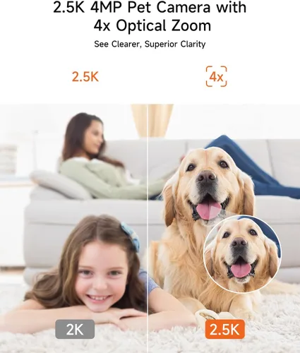 Miniatura 5 de Paquete de 2 cámaras de 2.5K para seguridad en el hogar, detección de humanos AI/mascotas/llanto, cámara de 4MP para perro/gato/mascota