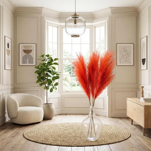 Miniatura 6 de Jarrón grande de vidrio de 15 pulgadas de alto para decoración de suelo, florero grande para plantas de hierba de las pampas, flores, moderno