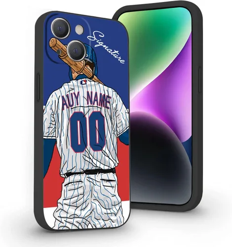 Miniatura 24 de Estuche de Béisbol Personalizado con Nombre y Número de Liquid Silicone para iPhone 17 Air 16 15 Pro Max 14 13 Mini 12 11 Xs Xr SE3 8 7 6 Plus
