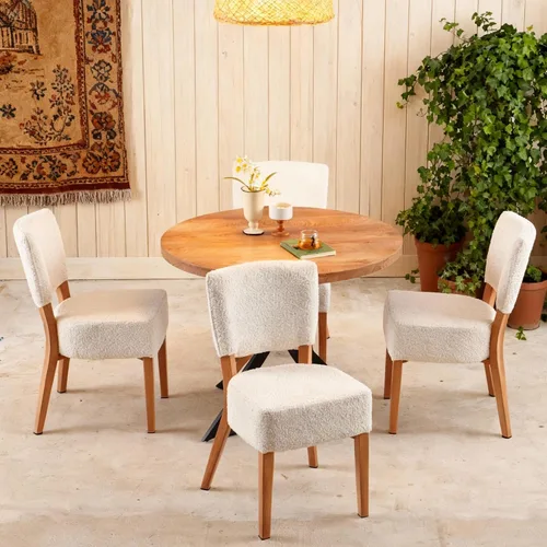 Miniatura 9 de Juego de mesa redonda de comedor de 5 piezas, moderno juego de sillas de cocina pequeñas de 37 pulgadas, sillas de comedor apilables tapizadas