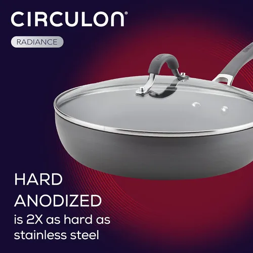 Miniatura 4 de Circulon Radiance Sartén antiadherente anodizada dura profunda – 12 pulgadas, gris y 83906 Radiance Sartén antiadherente anodizada dura con mango