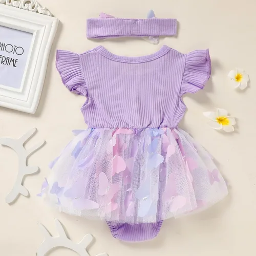 Miniatura 44 de GRNSHTS Traje de bebé niña 1er cumpleaños traje acanalado tul mameluco princesa pastel Smash sesión de fotos ropa + diadema