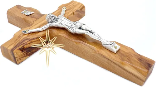 Miniatura 5 de Dacaret Factory Crucifijo de pared, cruz de madera de olivo, cruz católica de madera para nuevo hogar, regalo religioso, regalos de Navidad