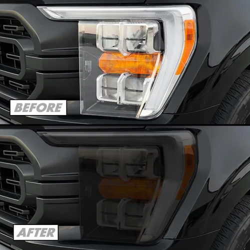 Miniatura 5 de SlickMod Tinte de humo de vinilo precortado para faros Ford F150 2021-2023 (20% humo oscuro, 2. corte de faros) (SM-FOR-F15-2123-HL)