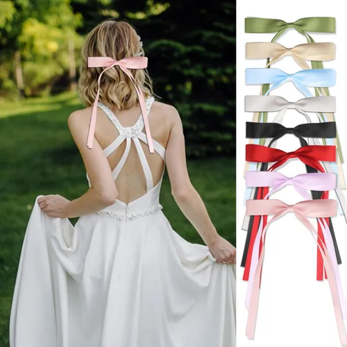 Miniatura 7 de Pinzas para el pelo con borlas y colas largas, bonitos pasadores de lazo, accesorios para el cabello para niñas y adolescentes, ideales para regalos