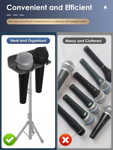 Miniatura 4 de Soporte de micrófono múltiple para pared (aluminio) para portátil dinámico con cable e inalámbrico, organizador de micrófono múltiple para soporte