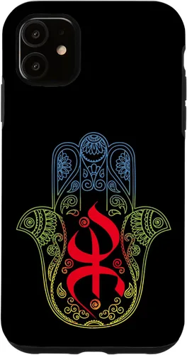 Miniatura 8 de Funda para iPhone 13 Pro Max Khamsa Amazigh Berber con símbolo de Yaz con colores vibrantes de la bandera