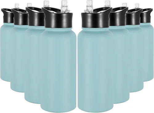 Miniatura 69 de Botella de agua aislada de 64 onzas con tapas de pajita y boquilla, jarra de agua de acero inoxidable de medio galón con mango de paracord, vacío