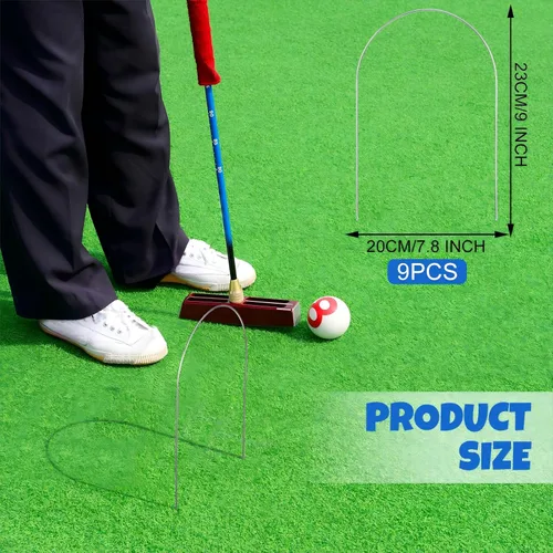 Miniatura 2 de Deekin Juego de 9 wickets de croquet de repuesto para croquet de metal con revestimiento galvanizado y plástico para patio trasero familiar juego al