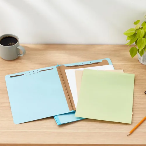 Miniatura 6 de Amazon Basics Carpeta de clasificación - 100% reciclada, 1 divisor, 2" incrustadas, 10 unidades por caja, 12.20 x 10.61 pulgadas (carta), azul claro