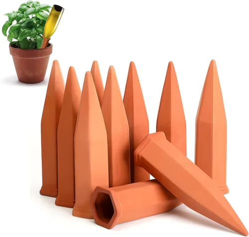 Miniatura 11 de Jovitec 6 estacas de riego de plantas de terracota, picos de riego automático para plantas de interior y exterior, hogar y oficina (multicolor)
