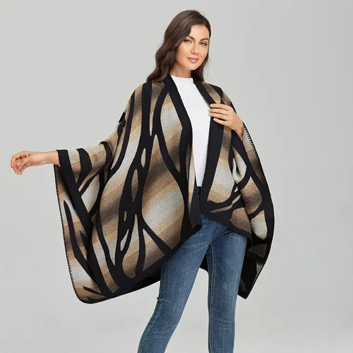 Miniatura 3 de Bakerdani Manta cruzada de invierno para mujer, poncho y chal