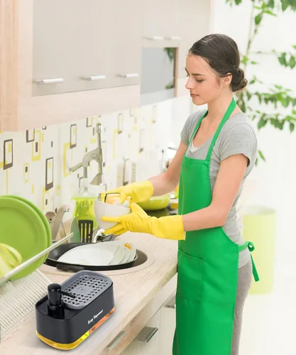Miniatura 3 de Juego de dispensador de jabón para manos y platos para cocina, dispensador de jabón doble con soporte para esponja, dispensador de bomba de jabón 3