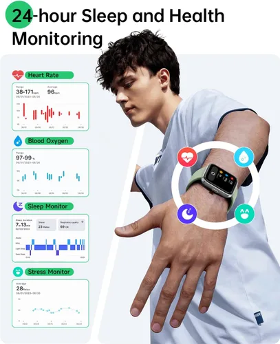 Miniatura 3 de WMK Relojes inteligentes para hombres y mujeres (Android/iPhone), reloj inteligente Alexa HD de 1.83 pulgadas con llamadas Bluetooth, Verde
