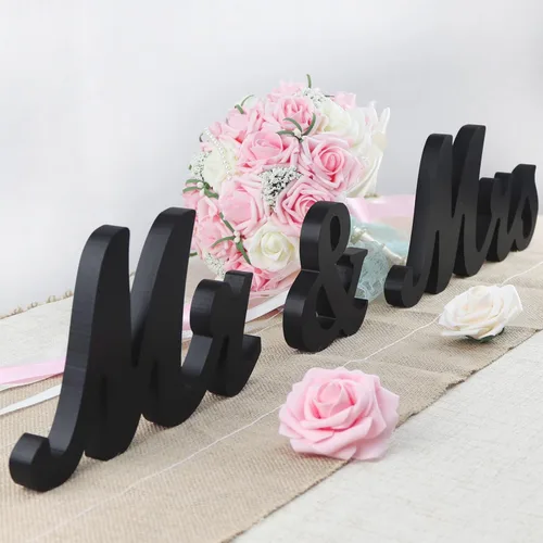 Señales de Señor y Señora para decoración de mesa, letras de madera independientes para accesorios de fotos, decoración rústica de boda, regalo para