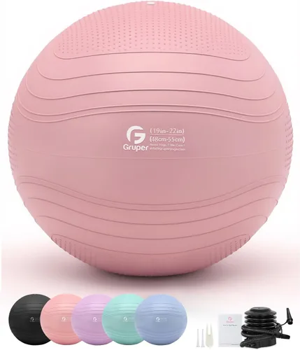 Miniatura 29 de Gruper Pelota de yoga, pelota de ejercicio extra gruesa para entrenamiento y estabilidad durante el embarazo, 4 tamaños, pelota de equilibrio