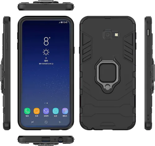 Miniatura 5 de Compatible con Galaxy J4+ (2018), soporte de anillo de metal, a prueba de golpes, parachoques duro (funciona con soporte magnético para automóvil)