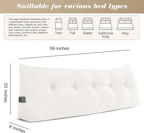Miniatura 2 de Almohada Triangular Grande para Cabecera en Forma de Cuña para Descanso en Cama y Lectura; Almohada para el Respaldo con Soporte y Posicionamiento
