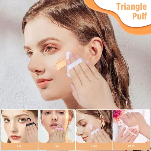 Miniatura 6 de 20 piezas de soplo de polvo triangular, esponja de maquillaje para maquillaje, almohadillas de soplo facial para polvo suelto y polvo de prensa