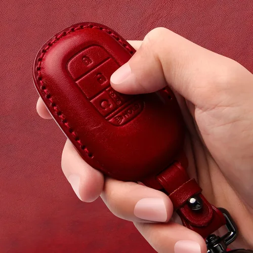 Miniatura 6 de Tukellen Funda de cuero para llavero Honda, con llavero compatible con Passport Accord Civic HR-V CR-V Pilot 2022, 2023, 2024, 2025, 2026, llave Rojo