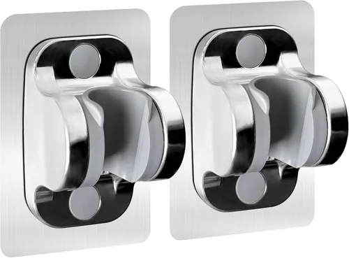 Miniatura 8 de Soporte de ducha adhesivo fuerte para montaje en pared, paquete de 2 soportes de ducha grandes autoadhesivos para cabezal de ducha de mano para baño