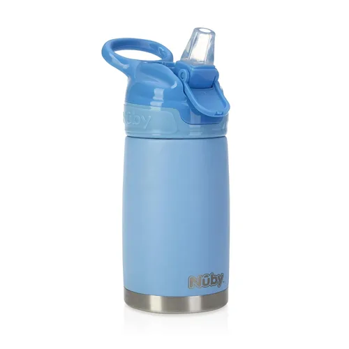 Miniatura 2 de Nuby Thirsty Kids - Vaso de viaje o botella de agua de acero inoxidable Flip-It Reflex antiderrames, 10 onzas, más de 18 meses, color menta