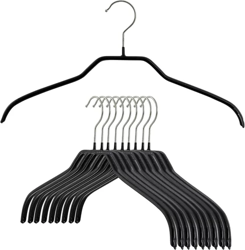 MAWA - Perchas estrechas pequeñas de acero con revestimiento antideslizante, para camisas, vestidos, trajes, camisolas, chaquetas, gancho giratorio