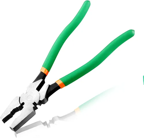 Miniatura 10 de Alicates de esgrima de 10 pulgadas con 3 cortadores de alambre, herramienta de punta cuadrada multiusos para instalar, mantener y reparar vallas