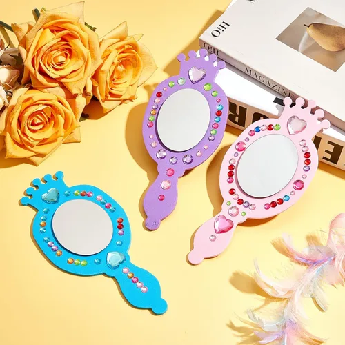 Miniatura 6 de Liliful Paquete de 12 kits de espejo de espuma princesa, decora tus propios espejos de princesa, suministros para fiestas infantiles, juguetes