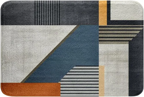 Miniatura 24 de Feelyou Beige Brown Bathroom Rugs Abstract Geometric Bath Mats Modern Art Bathroom Accessories Floor Doormats 16"x24" Soft Microfiber