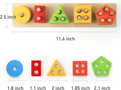 Miniatura 7 de Wood City Juguetes Montessori de madera para niños y niñas de 1, 2 y 3 años, juguetes de clasificación y apilamiento para niños pequeños