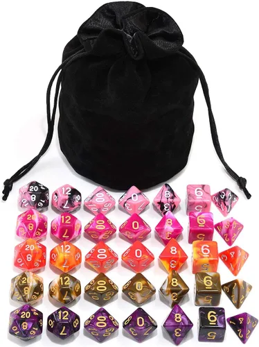 Miniatura 8 de Juego de dados para Dungeons & Dragons, DND, RPG, juego de dados poliédricos, juego de dados surtidos, 35 en total, 5 juegos con bolsa de dados