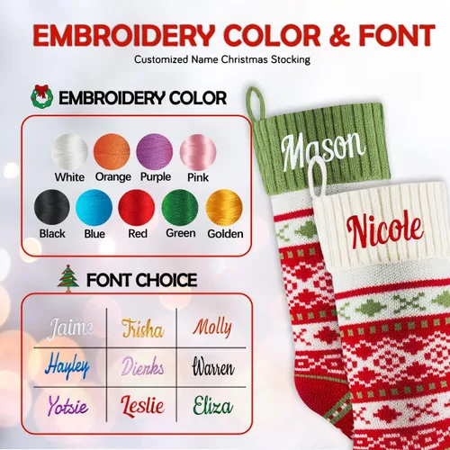 Miniatura 4 de Medias de Navidad personalizadas, 18 medias de Navidad grandes y coloridas para niños, medias grandes de piel sintética personalizadas, medias