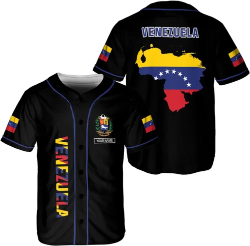 Podagree - Camiseta de béisbol personalizada de Venezuela con la bandera venezolana para hombres y mujeres, camiseta Mapa de Venezuela