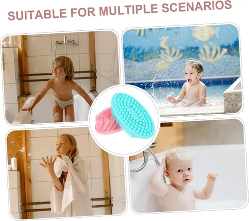 Miniatura 9 de Cepillo exfoliante de baño de doble cara, masajeador de cuero cabelludo, suave y suave para niño y niña, promueve el desarrollo sensorial
