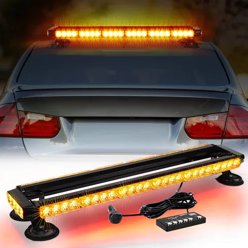 Miniatura 2 de WINECO - Barra de luces estroboscópicas LED ámbar de 29.5" para techo, doble cara intermitente, luz de emergencia, señal de peligro, advertencia