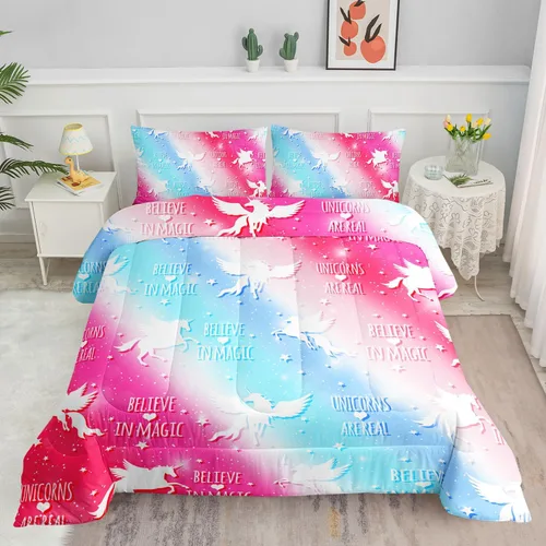 Miniatura 38 de Juego de ropa de cama Kawaii de fresa para niñas, juego de ropa de cama con patrón de cuadrícula rosa con 1 edredón y 2 fundas de almohada