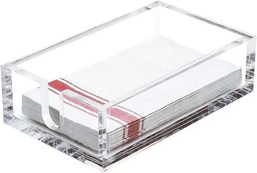 Miniatura 6 de IEEK Servilletero de papel de cóctel acrílico, servilleta decorativa transparente para cócteles, servilletero, paquete de 1
