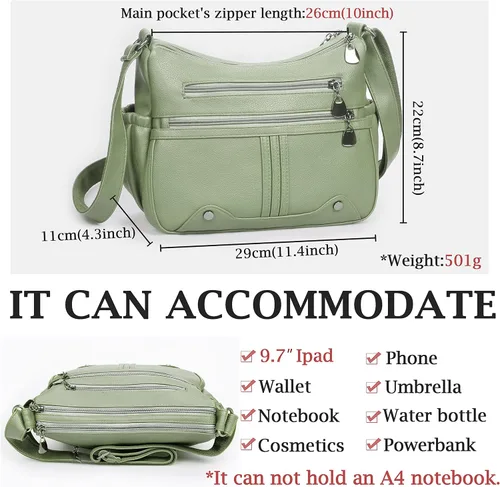 Miniatura 3 de Bolso de hombro de piel sintética suave para mujer, bolso cruzado con múltiples bolsillos, bolso mediano y espacioso, bolso de moda con asa superior