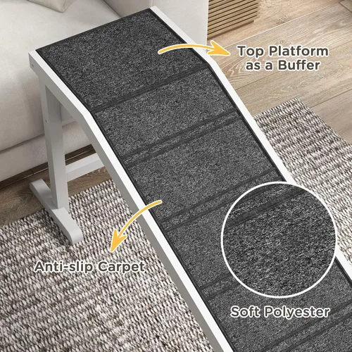 Miniatura 6 de PawHut Rampa para perros para cama, rampa para mascotas para perros con alfombra antideslizante y plataforma superior, 49 x 16 x 14 pulgadas