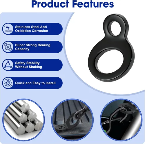 Miniatura 3 de Paquete de 4 correas de anclaje negras Feanron para remolque de motocicleta, accesorios de acero inoxidable ATV Dirt Bike Accesorios, anillo