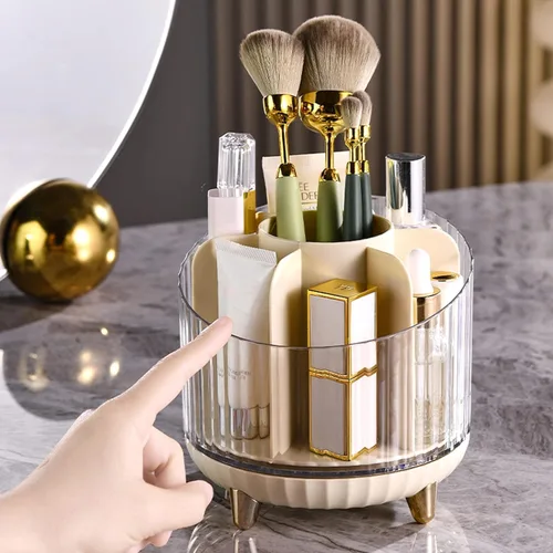 Miniatura 5 de Makeup 360° Rotating Makeup Brush Holder Lipstick Organizer 6 Slot Desktop for Cosmetic Pen Eyeliner Storage Organizer(A)