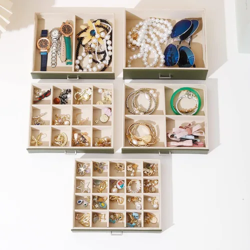 Miniatura 6 de BOOVO Joyero para mujer, organizador de joyas grande de 6 capas con espejo, caja de almacenamiento multifunción con cerradura, soporte de accesorios